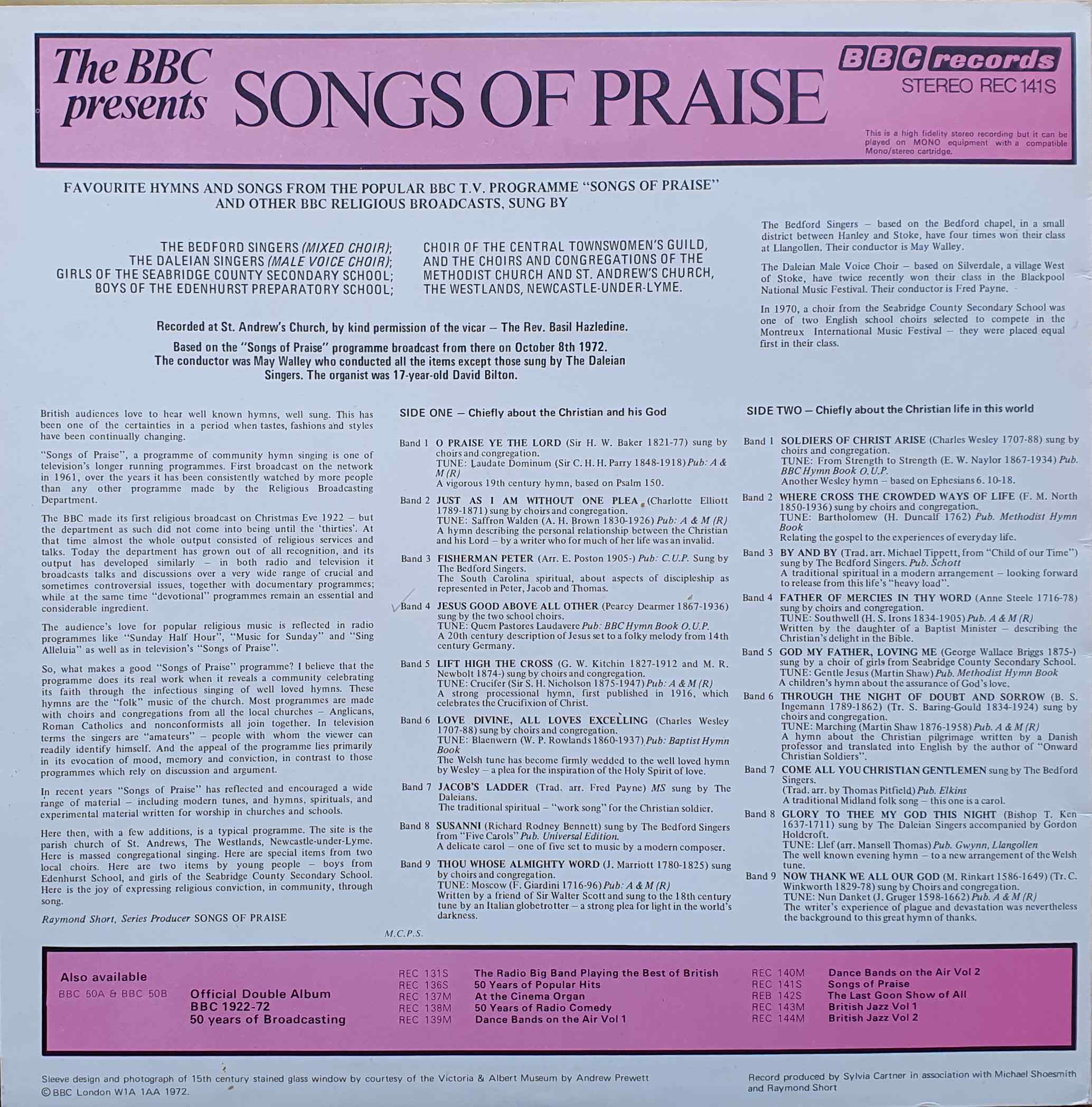 Picture of REC 141 Songs of praise by artist Various from the BBC records and Tapes library